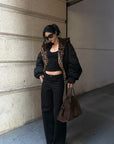 ROVENTE Reversible Leopard Hooded Bomber Jacket