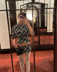 0122stepll Plaid Cropped Top & Mini Skirt Set