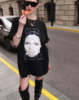 0122stepll Graphic Face Oversized T-Shirt
