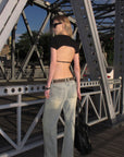 0122stepll Light Wash Wide Leg Jeans