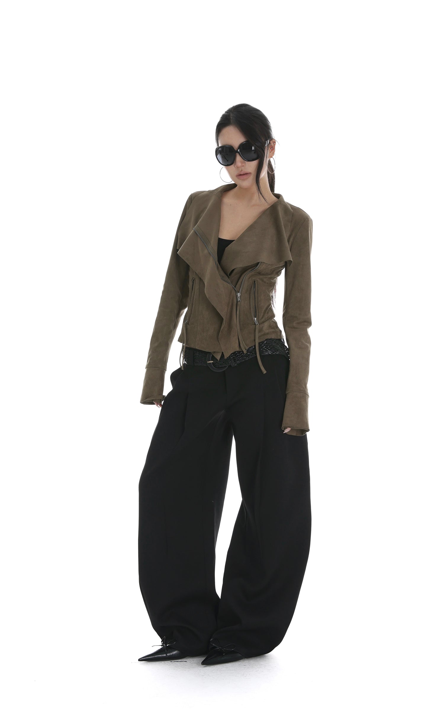 IAMXIAA Cropped Moto Jacket with Asymmetric Zip