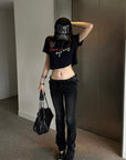 Rase le sol Low-Rise Washed Flared Pants
