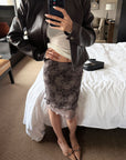 Hydrae Buckle Collar Moto Jacket & Layered Lace Skirt Set