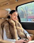 Hydrae Voluminous Faux Fur Sleeveless Vest with Oversized High Collar, Hidden Hook Closure & Relaxed Silhouette
