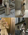 Rase le sol Sculpted High-Collar Layered Trench Coat