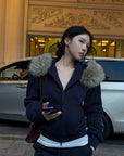 Hydrae Plush-Trim Zip-Up Hoodie & Wide-Leg Sweatpants Set