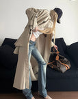 Rase le sol Sculpted High-Collar Layered Trench Coat