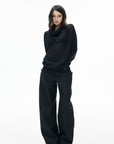 IAMXIAA Sheer Cowl Neck Wool Relaxed Knit Sweater