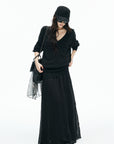 IAMXIAA Deep V Relaxed Longline Knit Sweater
