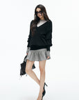 IAMXIAA Low-Rise Heather Grey Drop-Waist Ruffle Mini Skirt