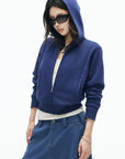 IAMXIAA Vintage Blue Cropped Zip-Up Hoodie