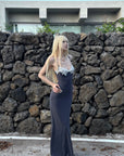 Rase le sol Lace-Trim Open Back Maxi Dress
