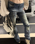 Rase le sol Distressed Low-Rise Washed Flared Denim Jeans