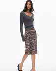 0122stepll Scoop Neck Button-Front Slim-Fit Long Sleeve T-Shirt