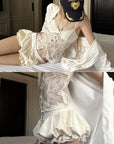 Rase le sol Ensemble Caraco en Dentelle Transparente & Bloomer Bouffant