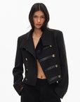 0122stepll High Collar Cropped Military Jacket