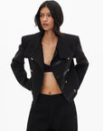 0122stepll High Collar Cropped Military Jacket