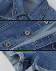WARDEN EDGE Blue Denim Shoulder-Pad Romper - PINKPARKS