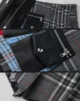 WARDEN EDGE Plaid Patchwork Mini Skirt with Pocket Detail - PINKPARKS