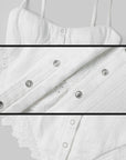 WARDEN EDGE White Corset Top with Lace Hem - PINKPARKS