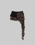 WARDEN EDGE Leopard Print Chiffon Asymmetrical Skirt - PINKPARKS