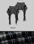 WARDEN EDGE Asymmetrical Plaid Skirt with Lace Paneling - PINKPARKS