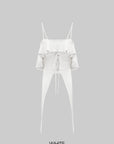 WARDEN EDGE Off-Shoulder Ruffle Set with Asymmetrical Hem - PINKPARKS