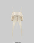 WARDEN EDGE Off-Shoulder Ruffle Set with Asymmetrical Hem - PINKPARKS