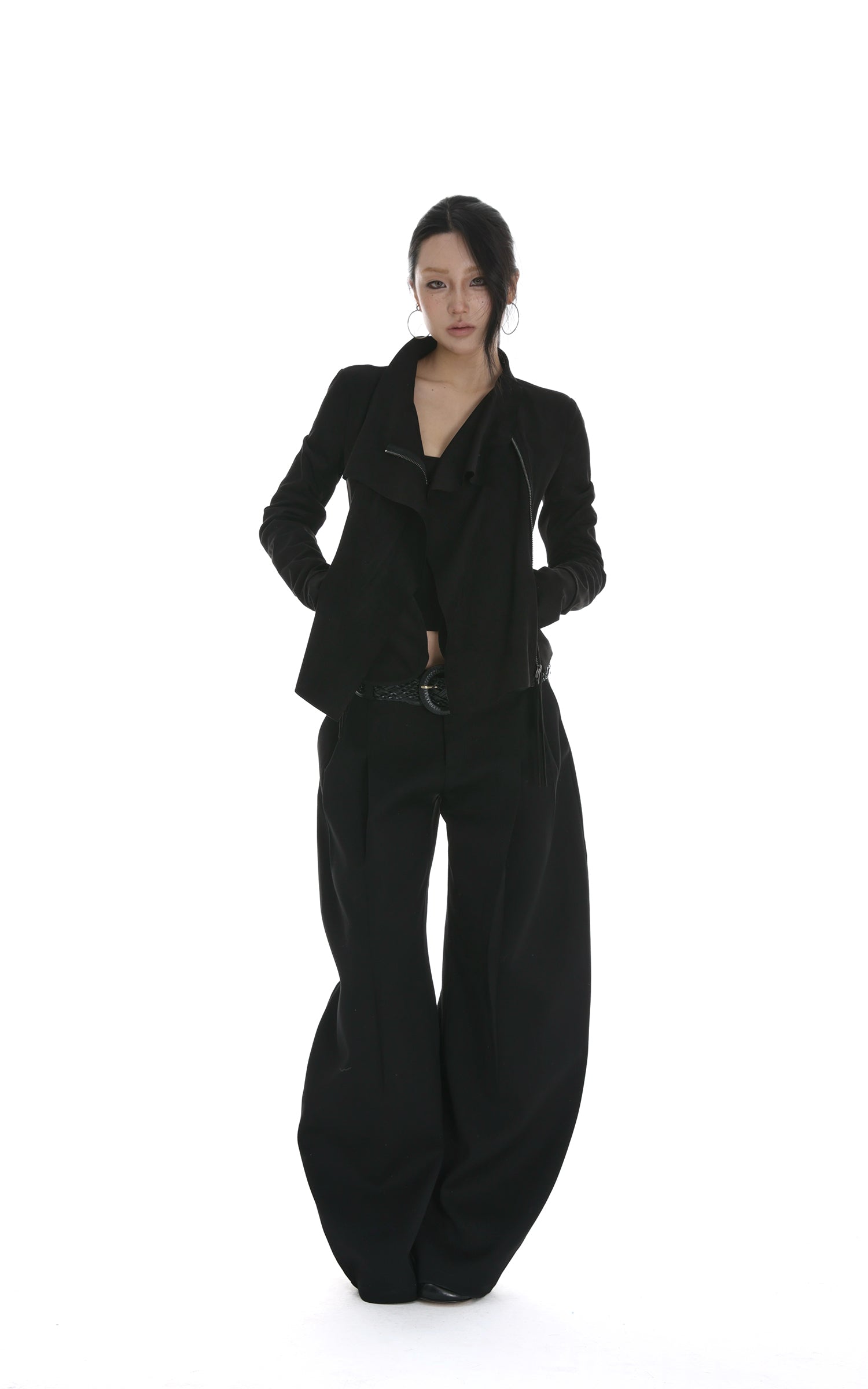 IAMXIAA Cropped Moto Jacket with Asymmetric Zip