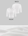 0122stepll White Cropped Knit Cardigan