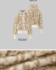 IAMXIAA Faux Fur Short Jacket with Buckle Collar and Ribbed Hem