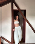 0122stepll Strapless Bandeau Top & Low-Rise Balloon Pants Set