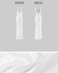 ROVENTE Lace-Trim Lace-Up Satin Maxi Dress