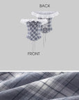 WARDEN EDGE Off Shoulder Plaid Corset Top Lace Trim Structured Bustier