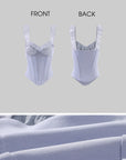 Hydrae Structured Off-Shoulder Ruffle Corset Bodice Sculpted Waist Top