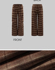 WARDEN EDGE Plaid Wide Leg Pants Retro Brown Check Casual Trousers