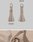 Hydrae Ruched Halter Maxi Dress with Shell Detail