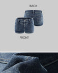 WARDEN EDGE Short en jean délavé taille basse, coupe slim, style urbain, micro-short avec détails de coutures structurées