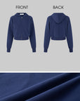 IAMXIAA Vintage Blue Cropped Zip-Up Hoodie