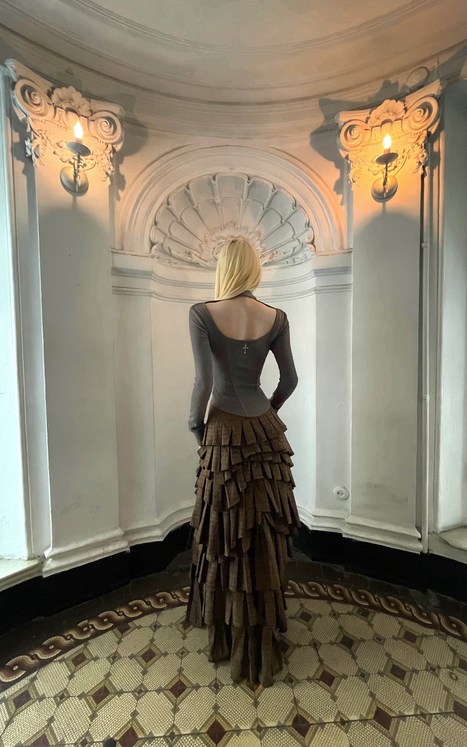 Rase le sol Asymmetric Cutout Ribbed Knit Top