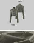 ROVENTE Cropped Stand Collar Utility Jacket