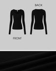 IAMXIAA Slim Fit Ribbed Henley Top with Scoop Neck and Button Detail