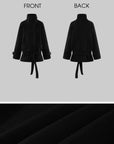 0122stepll Sculpted High Collar Belted Jacket