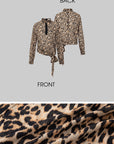 IAMXIAA Leopard Print Cut-Out Tie Detail Top