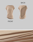 ROVENTE Draped Open-Back Short Sleeve Slim Fit Top