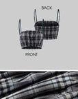 WARDEN EDGE Plaid Strapless Crop Top with Ruched Elastic Detail
