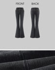 Rase le sol Dark Washed Flare Denim Pants with Slim Fit and Extended Bell Bottom Silhouette