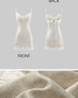 ROVENTE Shimmer Lace Trim Slip Mini Dress