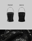 ROVENTE Strappy Back Sequin Halter Corset Top - PINKPARKS