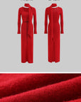 Rase le sol Fitted Knit Dress with Scarf - PINKPARKS